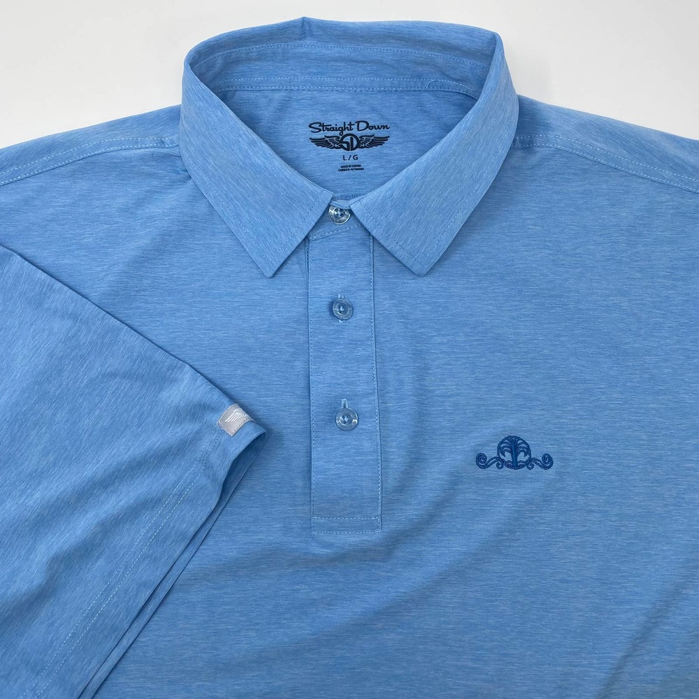 Straight Down Large Light Blue Short Sleeve Pol Golf Shirt Embroidered‎